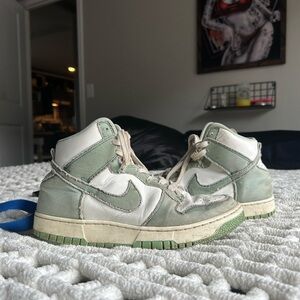 Enamel green denim Nike dunk high 1985